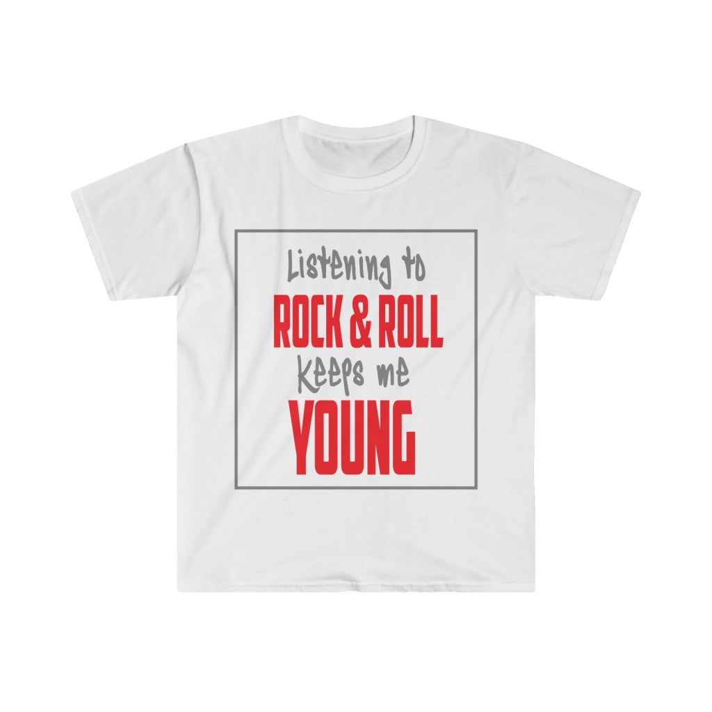 Rock and Roll keeps me young - Unisex Softstyle T-Shirt