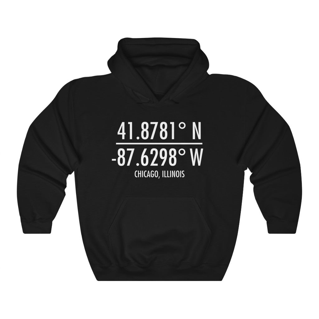 Latitude & Longitude Chicago - Unisex Heavy Blend™ Hooded Sweatshirt