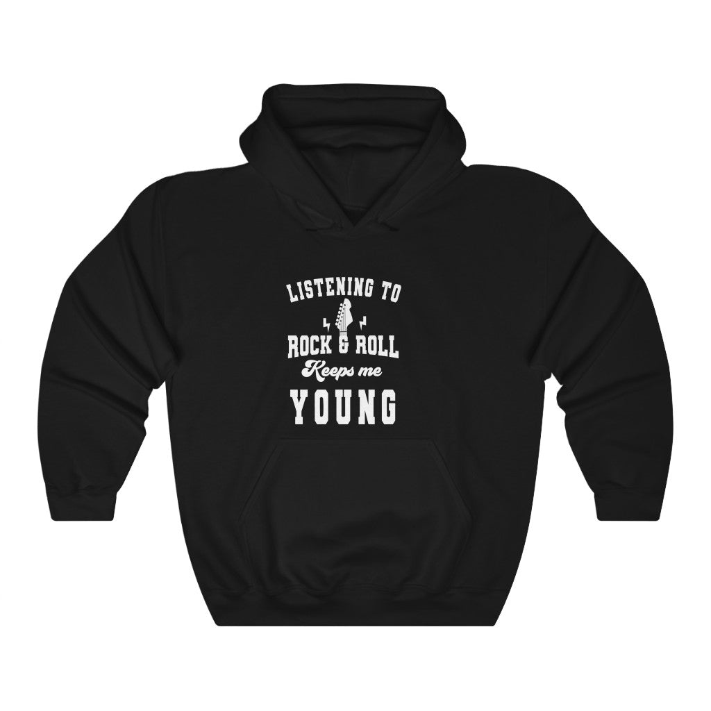 Rock n Roll Keeps Me Young with Guitar - Unisex Heavy Blend™ Hooded Sweatshirt